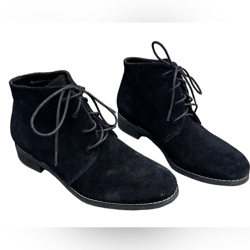 Blondo Black Suede Waterproof Lace Up Booties Rayann 7.5 M